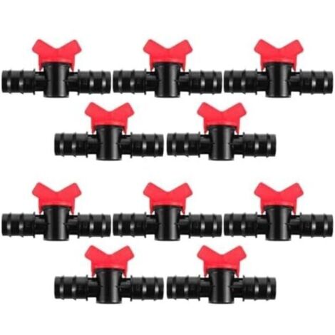 SABIR 10 Pièces Vanne Capillaire Droite vanne d'arrosage Valve d'irrigation en Plastique Tuyau Accessoires raccords d'irrigation vanne d'irrigation Goutte à Goutte par (1/4)