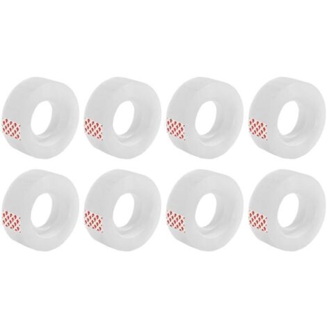 SABIR Transparent Ruban Adhésif de Bureau - Forte Adhérence - 8 Rouleaux, 18 mm x 12 m (1/4)