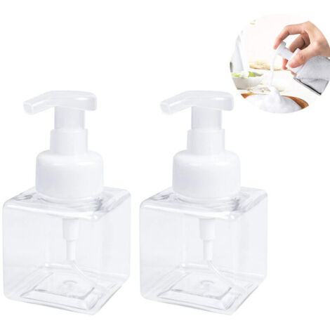 SABIR 2 pièces Distributeurs de Savon moussant Flacon Pompe Vide moussant de 250 ML (8,5 oz) Pompe Bouteilles vides pour Le Savon à Main de Cuisine ou de Salle de Bain Nettoyant pour Le Visage Nettoya (1/4)