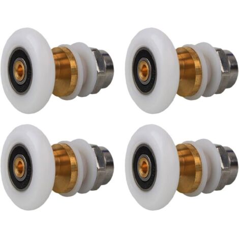 SABIR Roulettes de porte de douche (23 mm), roulettes de porte coulissante en laiton, 4 pièces pour remplacement de porte de douche coulissante en verre (1/4)