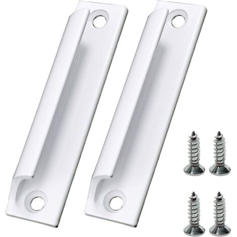 SABIR Poignée de porte de balcon extérieure, 2 poignées de porte de terrasse, convient pour la maison, les tiroirs de bureau, les portes d'armoire, etc. Avec vis (blanc) (1/4)