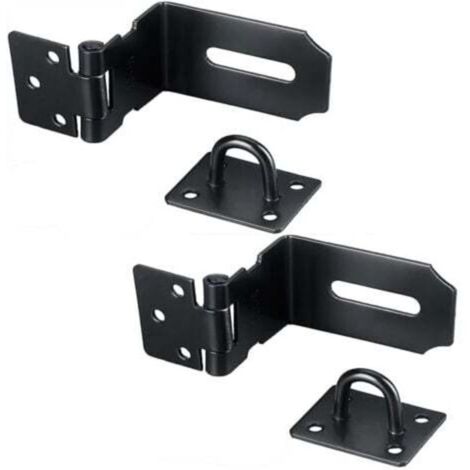 SABIR 90 Degrés Loquet de porte en acier inoxydable , 5 Inch Loquet de Sécurité à Moraillon de sécurité Verrou Porte Fermoir de Cadenas pour chambre à coucher, garage, fenêtre noir (1/4)