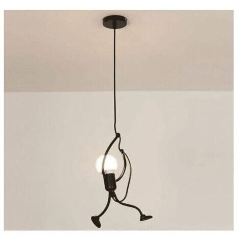 SABIR Moderne Suspension Créatif fer Gens Dessin animé Conception Lampe suspendue pour Des Enfants Chambre Chevet Salon Grenier noir (1/4)