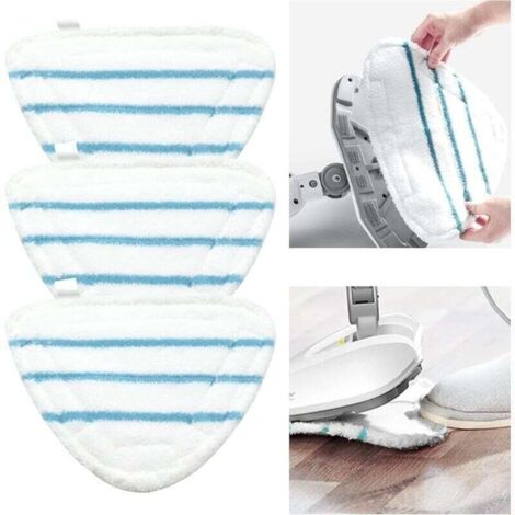 SABIR Housses de balai vapeur en microfibre, accessoires, tampons triangulaires universels lavables pour nettoyeur vapeur à jet chaud, tampons de balai vapeur en microfibre blancs lavables en machine (1/4)