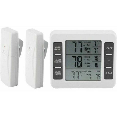 SABIR Thermomètre numérique pour réfrigérateur et congélateur avec alarme sonore et capteur sans fil, affichage Min/Max. (1/4)