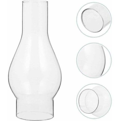 SABIR Abat-jour en verre transparent pour lampe à huile, cheminée en verre pour lampe à huile, abat-jour pour lampe à huile, accessoires interchangeables (taille : petite) (1/4)