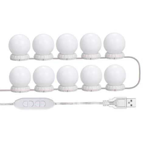 SABIR Kit d'éclairage miroir LED avec 10 ampoules dimmables – 3 modes d'éclairage – 10 niveaux de luminosité – Couleur blanche 6500K (1/5)