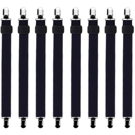 SABIR sangles de drap-housse réglables (60 cm à 200 cm), sangles de maintien, adaptées à tous les lits et matelas, noires (1/4)