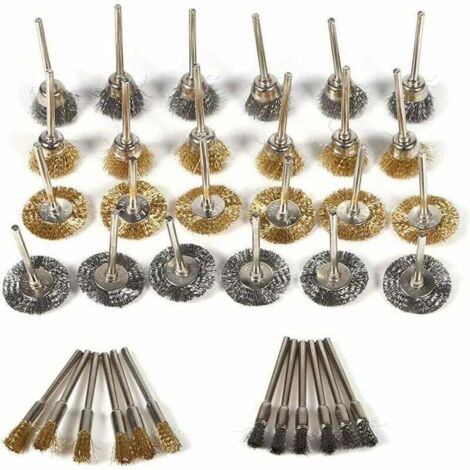 SABIR Garosa 36Pcs Brosse en Laiton de Polissage Ensemble Jeu de Brosses Métalliques pour Perceuse Outils Fil d'acier Inoxydable Kit Complet Forage Brosses Rotatifs (1/5)