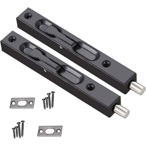 SABIR Loquet de porte caché, serrure de porte en acier inoxydable 304, serrure de porte cachée, serrure de sécurité en acier inoxydable, 2 pièces (6 pouces, fil, noir) (1/4)