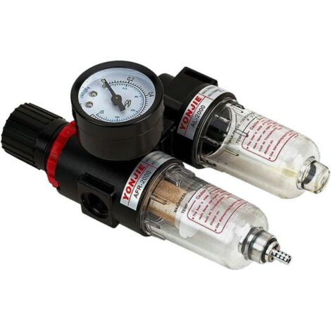 SABIR Réducteur de Pression avec manomètre Maintenance einheit1/4 Air Comprimé Séparateur d'eau régulateur de pression pour compresseur , pneumatique Filtre régulateur de gaz Processeur (1/5)