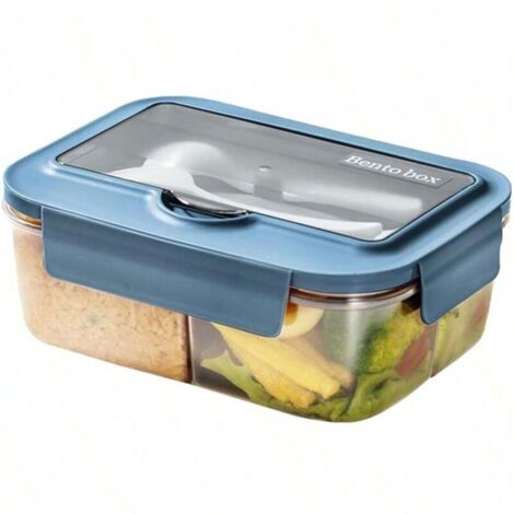 SABIR Lunch box tout en micro-ondes, lunch box de 1400 ml avec 3 compartiments et couverts, lunch box pour séchage rapide, travail, école, camping et sport (1/5)