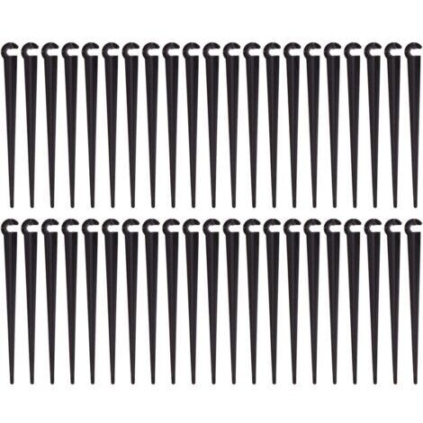 SABIR Promotion, Piquets de Support de Tuyau d'irrigation Support Piquet de Tube Irrigation Goutte à Goutte Plastique Outil de Jardinage,Paquet de 100, (1/5)