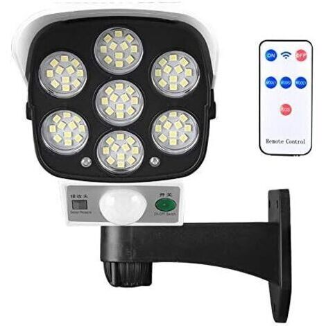 SABIR Lampe solaire Lampe solaire d'extérieur avec détecteur de mouvement sans fil et caméra de sécurité factice IP66 étanche 77 LED lampe murale spot pour cour, jardin, terrasse, garage, allée-RAPAND (1/5)