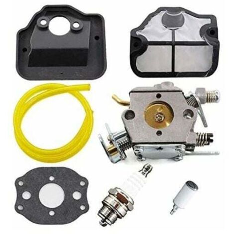 SABIR Carburateur de Remplacement pour Tronçonneuses Husqvarna 36, 41, 136, 137, 141, 142, Inclus Bougie d'Allumage et Kit de Filtre à Air, Remplace les Numéros 530071987, 530035482, 530029811. (1/4)