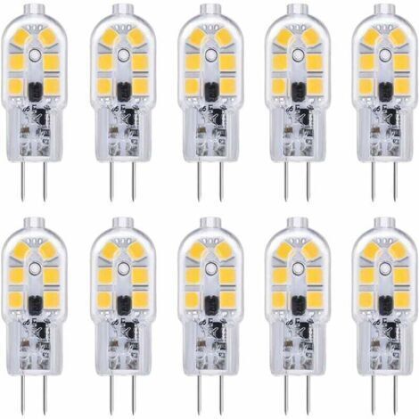 SABIR Ampoule LED G4 , Ampoule G4 LED 12V 2W Blanc Froid 6000K, 200LM, Équivalent Halogène G4 Bi-pin 10W 20W, LED Lampe G4 12V AC/DC pour Camping Car/Hotte Cuisine, non-dimmable, lot de 10,