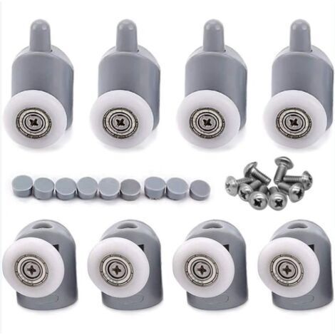 SABIR Lot de 8 roulettes de porte de douche 23mm – Rouleaux en nylon et acier inoxydable – Pour verre 3 à 6 mm d'épaisseur – Fonctionnement fluide et silencieux (1/5)