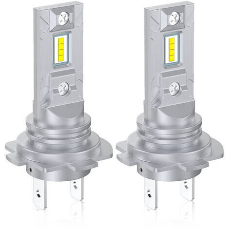 SABIR Lot de 2 ampoules de phares de voiture à LED H7 1:1 12 V 4000 lm 6000 K Lumière blanche Plug & Play Mini taille super lumineuse pour une dissipation thermique efficace (1/5)