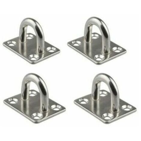 SABIR Lot de 4 plaques à œillets de 6 mm en acier inoxydable 304 pour bateau, mur, plafond, balançoire, hamac (1/2)