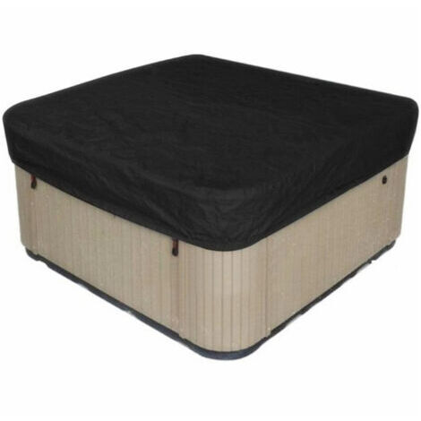 SABIR Bâche pour spa carrée 207x207cm – Tissu polyester 190T imperméable – Protection anti-UV et anti-poussière – Sac de rangement inclus (1/5)