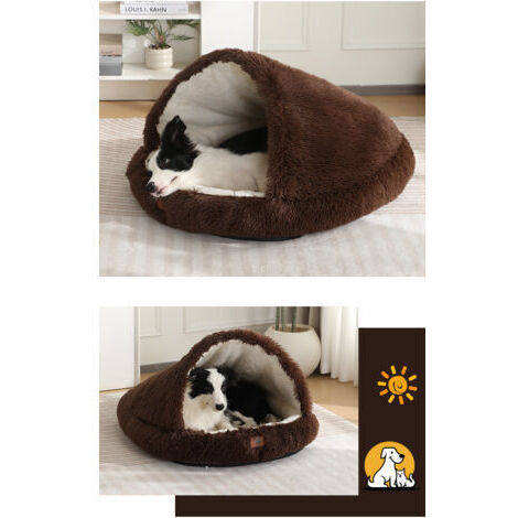 SABIR Panier pour chien chauffant S 70x60 cm – Niche douillette avec housse imperméable – Rembourrage en coton PP – Lavable en machine (1/4)