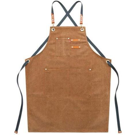 SABIR Tablier de cuisine en toile lavable – Sangles réglables – Grandes poches pour accessoires – Résistant et durable – 75 cm large x 58 cm haut (1/3)