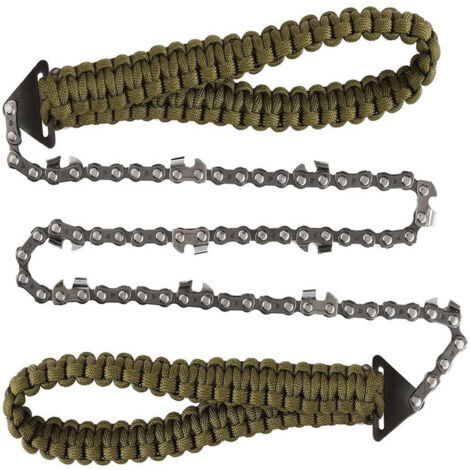 SABIR Tronçonneuse de Poche Portable avec Poignée en Paracorde 65cm Dents Fines Scie Tirée à la Main Élagage Manuel Tronçonneuse Équipement de Survie Chaîne Pliante Scie à Main Outils de Jardin (1/5)