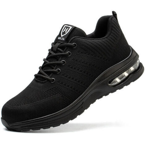 SABIR Chaussures de Securité Hommes Femmes Legere Basket de Securite Respirante Confortable Chaussure de Travail avec Embout en Acier Noir Taille (38) (1/5)