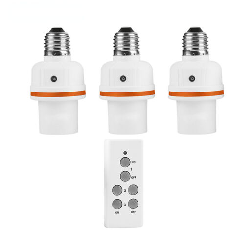 Douille connectée E27 avec télécommande – 3 douilles de lampe – Tension 230V – Max 60W – Portée 30m pour contrôle à distance
