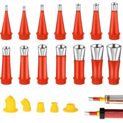 SABIR Applicateur de buse de calfeutrage en acier inoxydable, 19 outils de buse en caoutchouc intégrés, outil de calfeutrage avec buse de pistolet à calfeutrage pour cuisine, salle de bain (1/5)