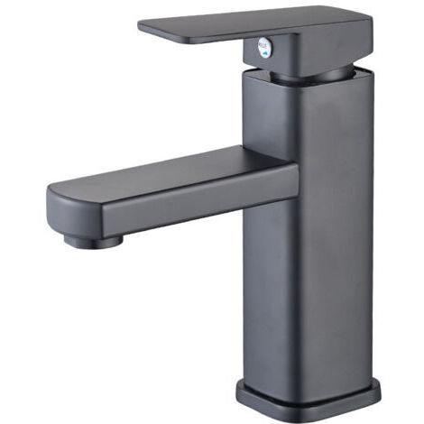 SABIR 304 acier inoxydable peinture noir sous le comptoir bassin robinet carré monotrou bassin de mélange chaud et froid robinet hôtel+Tuyau de 60 cm (1/3)