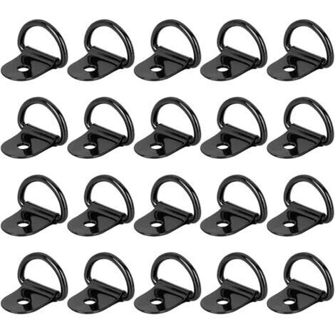 SABIR Lot de 20 anneaux d'arrimage en D 36x25mm – Acier inoxydable noir – Capacité 100 kg – Pour remorques, camions et kayaks (1/5)