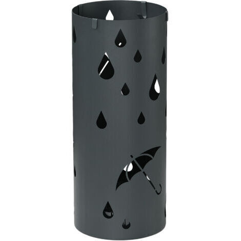 SABIR Porte-parapluies, acier, forme colonne, plateau de base amovible, Ø 17 x 41 cm (H), gris (1/5)