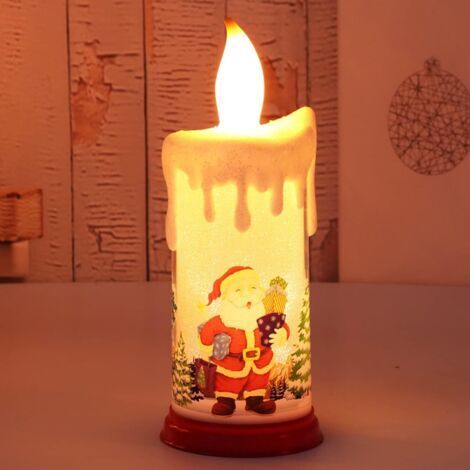 SABIR Bougie LED sans flamme, bougie de Noël à flamme simulée, bougie à piles Père Noël et bonhomme de neige pour mariage, Halloween, Noël et Nouvel An - le père Noël B (1/5)
