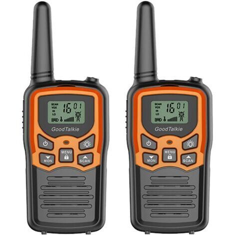 SABIR Talkie walkie
Talkie walkie, interphone à distance pour adultes avec 22 canaux FRS, interphone à domicile avec lampe de poche LED Vox LCD display, idéal pour la randonnée en camping (Orange 2pcs