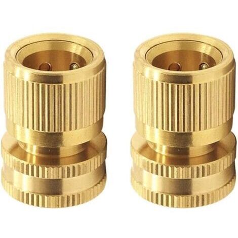 SABIR Raccord d'Arrosage 19 mm (3/4") en Laiton, Rapide Raccord Connecteurs pour Tuyau d’arrosage dans Le Jardin - Lot de 2 (1/5)