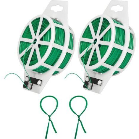 SABIR 2 pièces Fil de fer pour plantes, fil de fer avec coupe-fil, fil de fer plastifié, fil de fer multifonctionnel, 100 m (1/5)