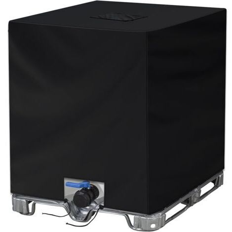 SABIR IBC Couvercle de réservoir d'eau Anti-poussière Anti-UV, 210D Housse de Protection, bâche de Protection, Convient pour réservoir IBC 1000 L (120 x 100 x 116 cm Noir) (1/5)