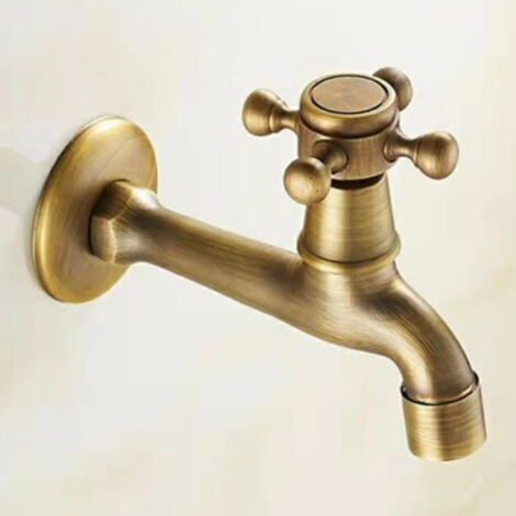SABIR Robinet d'évier en cuivre Vintage, couleur Bronze allongé, robinet d'eau froide unique pour piscine, vadrouille d'évier de cuisine (1/5)