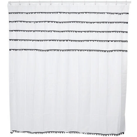 SABIR Rideau de douche élégant en polyester noir et blanc, imperméable, résistant à la moisissure, 180x200cm (1/5)