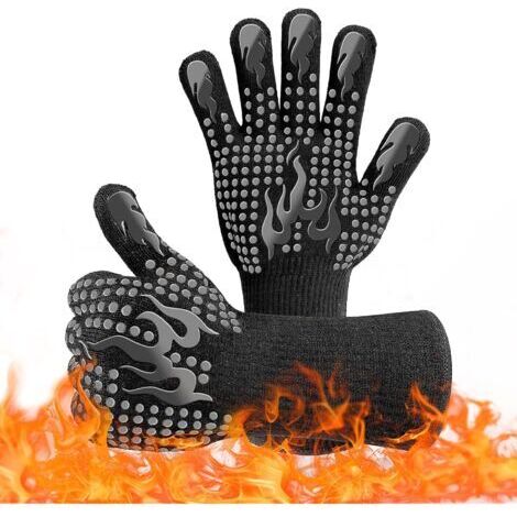 SABIR Gants de Cuisine Gant Barbecue Résistant à la Chaleur et Antidérapants - 800°C Universel Gants pour BBQ Grill Four Cuisine et Cheminée 1 Paire (1/5)