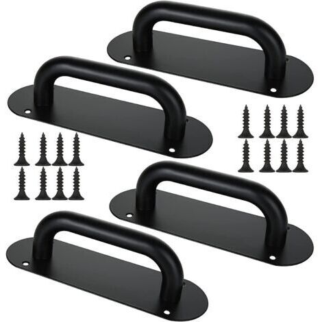 SABIR 4pcs poign e de porte coulissante noire 200x65mm poign e de porte coulissante en acier inoxydable avec bac (1/5)