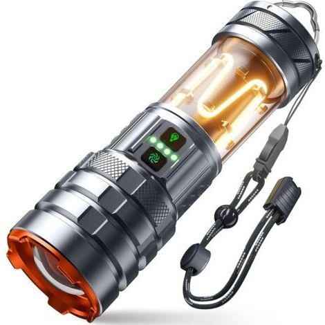 SABIR Lampe Torche LED Ultra Puissante, Lampe Torche Rechargeable avec Lumière Camping, Zoomable, Étanche Portable Tactique Militaire Lampe de Poche pour Camping Randonnée Urgence [Classe énergétique (1/5)