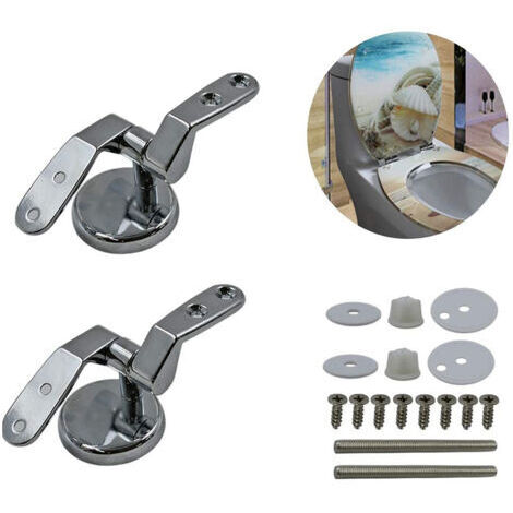 SABIR Matériel de fixation de couvercle, charnières de couvercle de toilette avec accessoires à vis (argent) (1/5)