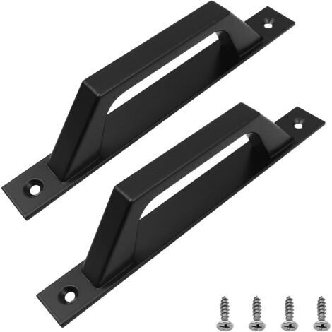 SABIR 2 Pièces Poignée de Porte de Grange Coulissante, Poignée Noir Poignée de Porte Coulissante avec Vis pour Portes de Grange Armoire Placard Portail, 200mm (1/5)
