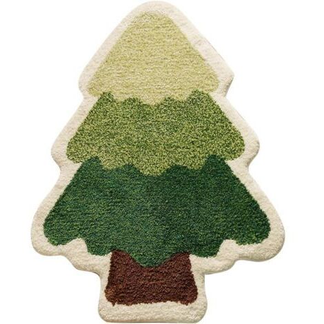 SABIR Tapis de bain sapin de Noël pour salon, tapis vert absorbant et lavable, tapis de douche antidérapant, tapis de porte de Noël doux, épais et durable pour la baignoire, décoration de Noël C (5080 (1/4)