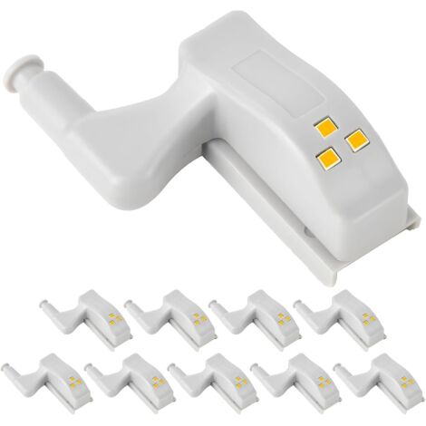 Lot De 10 LumièRes CharnièRe Led Pour CharnièRe Porte Placard, éClairage SpéCial Avec Capteur Automatique, Lampe De Placard Sans Fil 12v, LumièRe Cuisine, Chambre, Armoire, Led Pour Meuble [Classe éne (1/5)