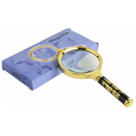 Loupe de Lecture 10X loupe 80 mm et Miroir incassable pour Lecture Haute clarté et Poids léger pour Seniors Loupe de Lecture avec bijoulier Artisanat Livres Loisirs(Or) (1/3)