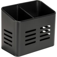 Panier à couverts, corbeille Black Outdoor Kitchen en métal thermolaqué, visuel élégant noir pour le rangement des couverts