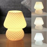 Belle Lampe Champignon, Lampe de Table Champignon en Verre, 3 Couls, Dimmable, Lampe de Table Ambiance USB Vintage avec 10 Luminosité, Lampe de Chevet Semi-Transparente, Pght Nuit pour Enfants, Cad
